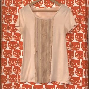 J Crew Sheet Ruffle-Front Tee